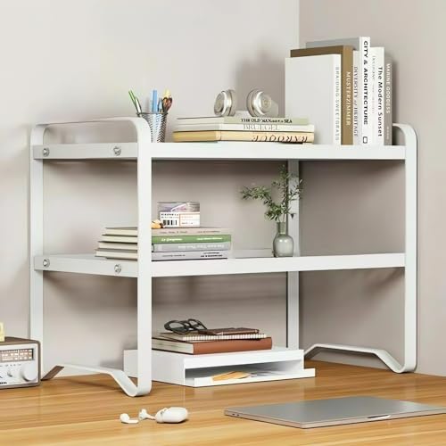 Schreibtisch-Organizer, Büro-Schreibtisch-Aufbewahrungsregal, Bücherregal, Schreibtisch-Bücherregal, Bücherregal (weiß) von AUSHOPLAH
