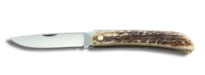 AUSONIA - 23247 Messer für Jagdjagd 19 cm mit satinierter Klinge AISI420 7,5 cm mit Nagel und Griff aus Hirschhorn von AUSONIA