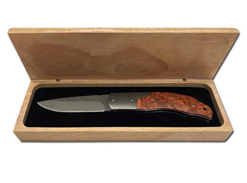 AUSONIA - 26336 TASCHENMESSER IM HOLZETUI MIT KLINGE UND GRIFF AUS DAMASZENER EDELSTAHL MIT EINSÄTZEN AUS EXOTISCHEM HOLZ 18 CM von AUSONIA