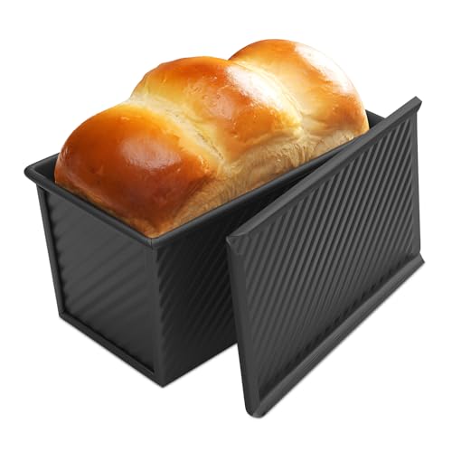 AUSYIWI Brotbackform mit Verschiebbarem Deckel, Allumiumlegierung Antihaft Toastbrot Backform, Toastbrot Backform, Brotbackformen für Brote Gebäck Kuchen, 21x 12 x 11 cm, Schwarz von AUSYIWI