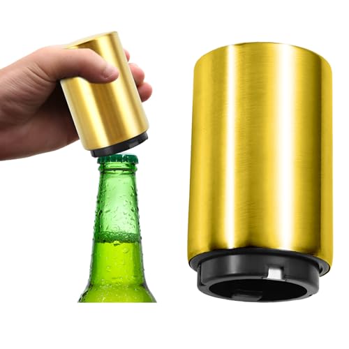 AUSYIWI Flaschenöffner, Flaschenöffner Automatisch, Kapselheber, Bieröffner, Flaschenöffner Magnetisch, Zum Öffnen von Kronkorken Flaschen 5.3x8.5 cm (Gold) von AUSYIWI
