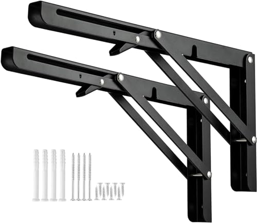 AUSYIWI Klappwinkel, 350 mm, 2 Stück, Regalhalterung, faltbar, Schwerlastwinkel, aus Metall, Wandhalterung, platzsparend, für Garage, Küche, Schlafzimmer AUSYIWI Klappwinkel, 350 mm, 2 Stück, Regalhalterung, faltbar, Schwerlastwinkel, aus Metall, Wandhalterung, platzsparend, für Garage, Küche, Schlafzimmer von AUSYIWI