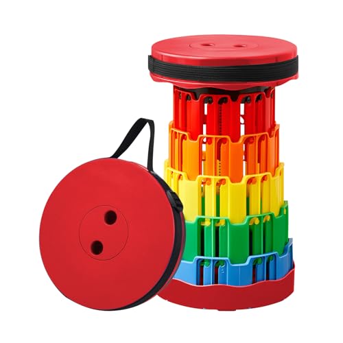 AUSYIWI Tragbarer Klapphocker, Leichte Campinghocker, Teleskophocker, Tritthocker, Mit Tragfähigkeit 200KG, Faltbare Camping Hocker, für Outdoor Camping Angeln BBQ Drinnen Küche (Rot) von AUSYIWI