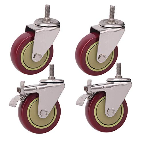 castors 4 Schwerlastrollen Gewinde M12 × 30 Mm Industriell Transportrollen Mit Bremse 3 '' / 4 Inch Lenkrollen 400 Kg Universal- Schwenken Leise Möbelrollen Doppellager Stielrollen von AUTDER