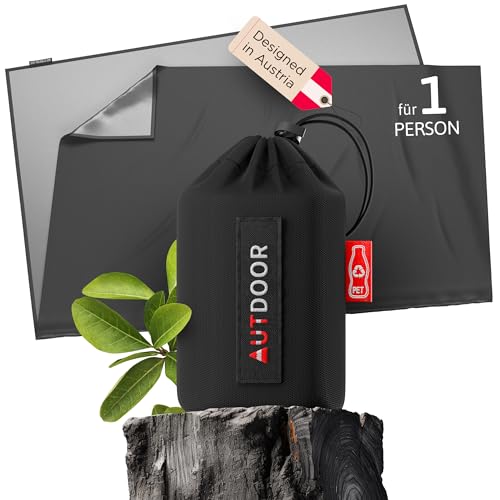AUTDOOR® Mini Picknickdecke 1 Person - nachhaltig aus recycelten Nylon - Stranddecke + Karabiner. Klein und kompakt für Camping, Picknick & Wandern von AUTDOOR