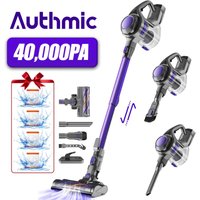 Authmic - Bodenstaubsauger – 40000 Pa, 400 w, 5-in-1 mit HEPA-Filtersystem – 55 Min. Laufzeit – Abnehmbare Batterie – Violett von AUTHMIC