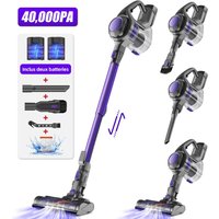 Authmic - Bodenstaubsauger – 40000 Pa, 400 w, 5-in-1 mit HEPA-Filtersystem – 55 Min. Laufzeit – Abnehmbare Batterie – Violett von AUTHMIC