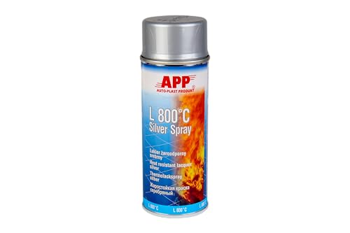 APP L800 Hitzebeständiger Lack Silber Sprühfarbe | Sprühlack für hohe Temperaturen – beständig bis 800°C | Feuerfeste Farbe für Metall und Aluminium | Mattsilber | 400 ml von AUTO-PLAST PRODUKT