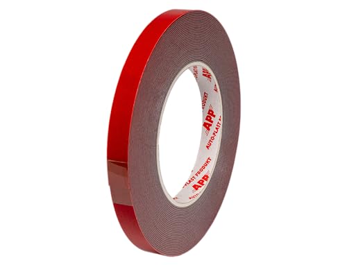 AUTO-PLAST PRODUKT APP Acryl Tape Doppelseitiges Klebeband Extra Stark | Doppelseitiges Wasserdichtes Montageband | Rot | 10m Länge, 12mm Breite von AUTO-PLAST PRODUKT