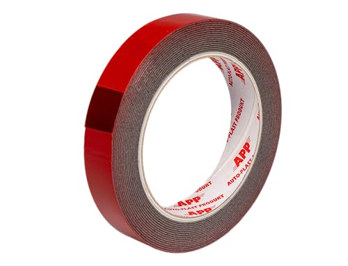 AUTO-PLAST PRODUKT APP Acryl Tape Doppelseitiges Klebeband Extra Stark | Doppelseitiges Wasserdichtes Montageband | Rot | 5m Länge, 19mm Breite von AUTO-PLAST PRODUKT