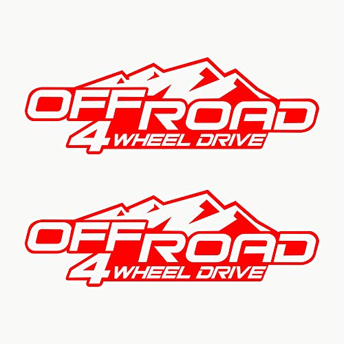 Autodomy 4x4 Off Road Allrad 4 Wheel Drive Aufkleber 2 Stück | 4x4 Aufkleber für Auto 20x6,5 cm | Sticker Auto Tuning Widerstandsfähig gegen Regen und Sonne (Rot) von AUTODOMY