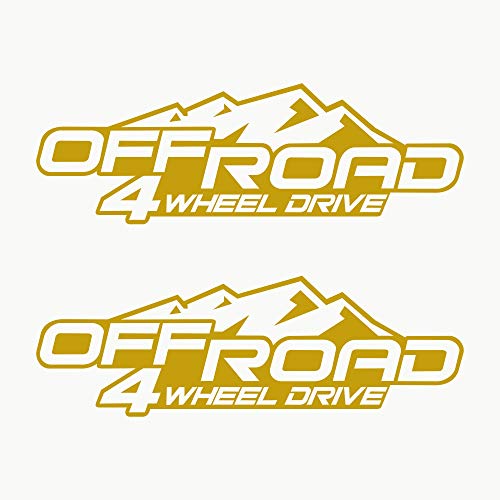Autodomy 4x4 Off Road Allrad 4 Wheel Drive Aufkleber 2 Stück | 4x4 Aufkleber für Auto 20x6,5 cm | Sticker Auto Tuning Widerstandsfähig gegen Regen und Sonne (Gold) von AUTODOMY