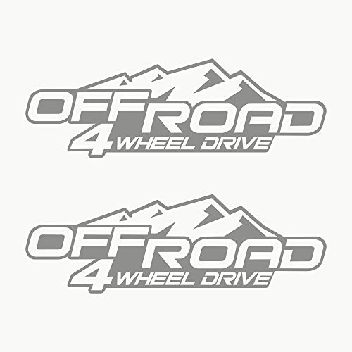Autodomy 4x4 Off Road Allrad 4 Wheel Drive Aufkleber 2 Stück | 4x4 Aufkleber für Auto 20x6,5 cm | Sticker Auto Tuning Widerstandsfähig gegen Regen und Sonne (Silber) von AUTODOMY