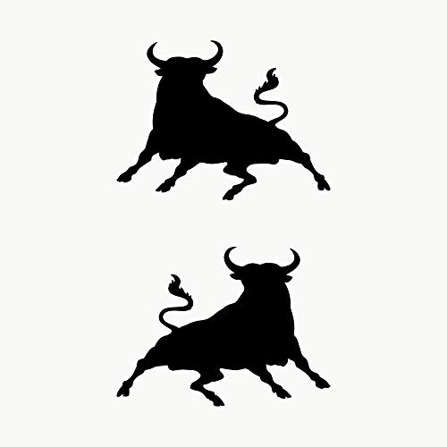 AUTODOMY Stier Springen Stier Spanisch Spanien Aufkleber 2 Stück | Spanischer Stier Aufkleber für Auto oder Motorrad (Schwarz) von AUTODOMY