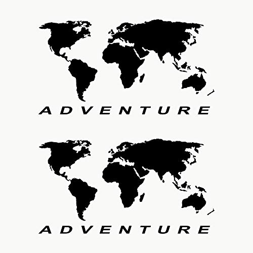Autodomy Weltkarte Motorradkoffer Off Road Sport Trail 4x4 Aufkleber Paket 2 Stück | Aufkleber Motorradkoffer Adventure für Auto oder Motorrad (Schwarz) von AUTODOMY