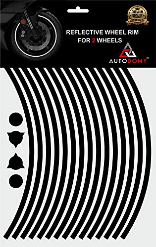 Autodomy Felgenrandaufkleber Reflektierend Komplettset für 2 Räder von 15" bis 19" Zoll Sport Design (Schwarz Reflektierend, Breite 7 mm) von AUTODOMY
