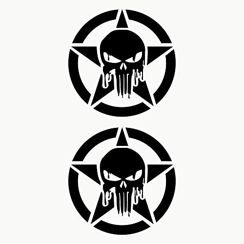 Autodomy Schädel Stern Geschmolzen Skull Off Road Sport Trail 2 Stück | Skull Aufkleber Klein für Auto oder Motorrad (Schwarz, 20 cm) von AUTODOMY