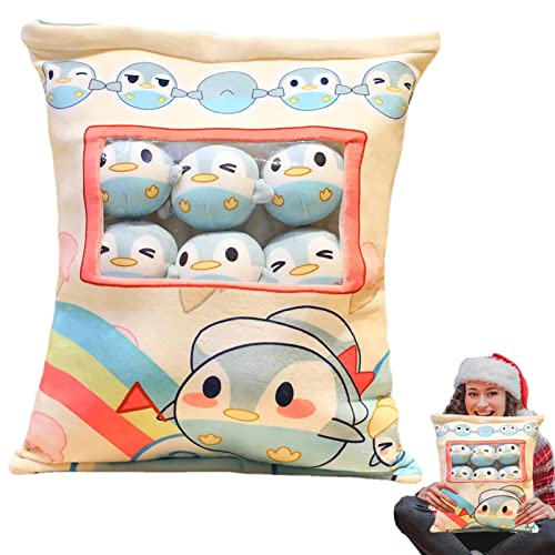 1 Stück Kawaii-Plüschkissen, Weiche Kuscheltiere, Spielzeugkissen Mit 8 Mini-Puppen, Abnehmbares, Flauschiges, Umarmendes Pudding-Plüschtier, Snack-Tasche, Dekokissen, Wohnkultur Für Schlafzimmer von AUTOECHO