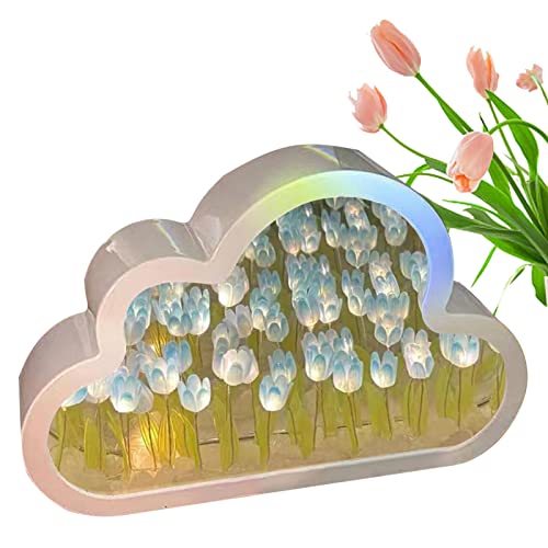 1 Stück Wolkenspiegel-Tulpenlampe – DIY Tulpen-Nachtlicht, Handgefertigte LED-Wolken-Tulpenlampe, Simulationsblume, Schlafzimmer-Schlaftischlampe, Wohnzimmer-Desktop-Ornamente, Atmosphärenlicht von AUTOECHO