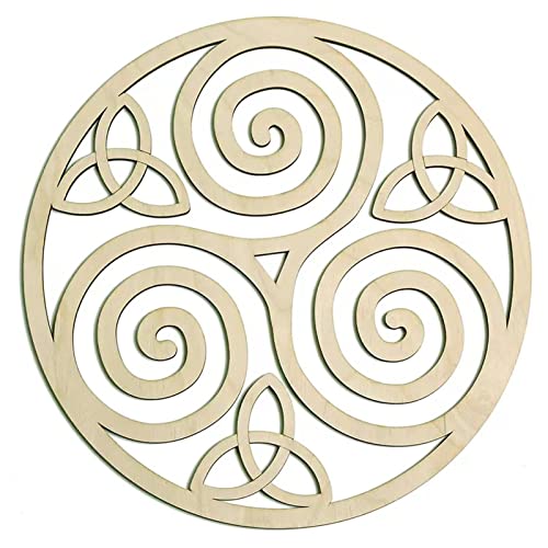 AUTOECHO Holzknoten-Dekor – Triskele, keltischer Knoten, Wanddekoration, dreifache Spiralknoten-Dekoration aus Holz, 27,9 c, keltische irische Kunstsymbole in Runen-Dekor, irische Wandkunst von AUTOECHO