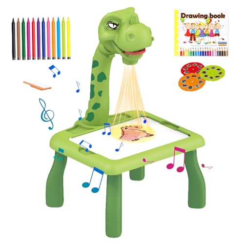 Dinosaurier-Zeichenprojektor-Tischset Für Kinder – Dinosaurier-Zeichenprojektortisch, Kunst-Zeichenprojektor Für Kinder Mit Licht Und Musik, Pädagogischer Intelligenter Skizzierer In Dinosaurierform von AUTOECHO