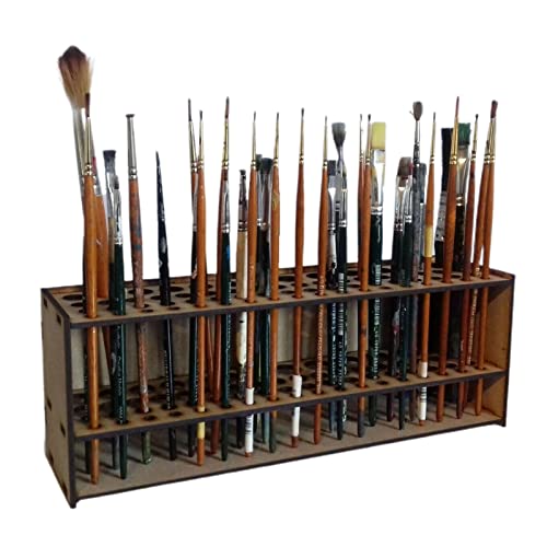 Pinselhalter-Ständer Mit 67 Löchern – Pinselhalter Aus Holz, Pinselhalter-Organizer, Pinsel-Organizer, 67 Löcher Pinsel-Schreibtischständer, Aufbewahrungsbox, Aquarell-Pinselablage Für Buntstifte von AUTOECHO