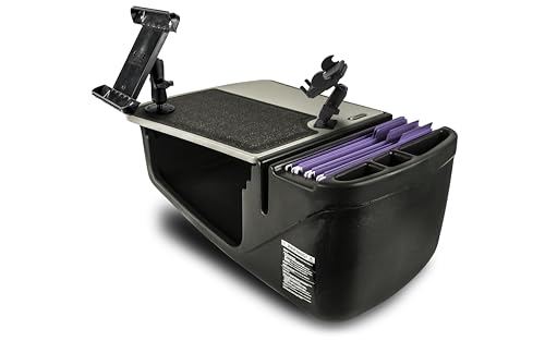 AutoExec AE-GMEF-TAB-PM-GT Efficiency GripMaster Auto-Schreibtisch für Ihren Fahrzeug-Arbeitsplatz und mobiles Büro, grau mit Tablet-Halterung und Telefonhalterung von AUTOEXEC