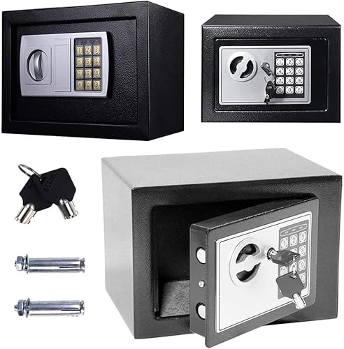 16L Tresor Elektronik Safe Digital Heimtresor Wasserdichte Sicherheitsbox mit 2x Notschlüssel, für Hause Büro Hotel Business Pistole Bargeld Schmuck Papiere Lagerung, Grau von AUTOFU