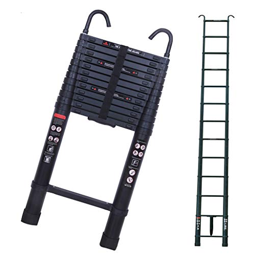 3,8m Teleskopleiter mit 2 Abnehmbaren Haken Aluminium Mehrzweck-Leiter, Klappbare Verlängerungsleiter, Ausziehbare Leiter Sicher Max. Belastung: 150kg von AUTOFU