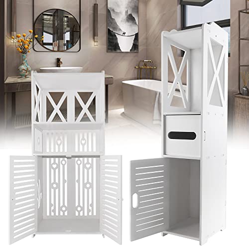 AUTOFU Badezimmer-Unterschrank, weiß, freistehend, Aufbewahrungseinheit mit 2 Türen, platzsparender Wäscheschrank-Organizer, 89,9 x 39,9 x 24,9 cm (H x L x B) von AUTOFU