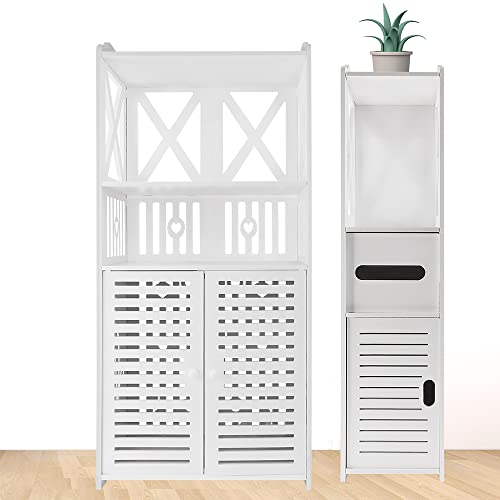 AUTOFU Storage Cabient freistehender wasserdichter Vitrine, weiß, Speisekammerschrank, 90 x 39,9 x 24,9 cm, schmales, hohes Seitenregal, Organizer für Wohnzimmer, Schlafzimmer, Küche, Flur von AUTOFU
