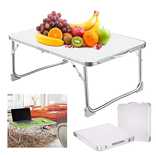 Faltbarer Laptop-Tisch, Tablet, mobiles Sofa, TV, Abendessen, Bett, Knietablett, tragbarer Frühstückstisch, Ständer, zusammenklappbarer Computertisch – ohne Montage – weiß, 60 x 40 x 26 cm von AUTOFU