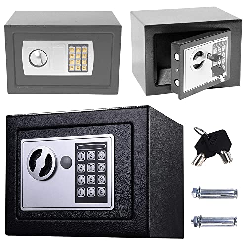 Klein Tresor Elektronik Safe Wasserdichte Sicherheitsbox Digital Heimtresor mit 2x Notschlüssel, Doppelbolzenverriegelung, für Munition Waffen Bargeld Schmuck Dokumente, 4.6L, Grau Klein Tresor Elektronik Safe Wasserdichte Sicherheitsbox Digital Heimtresor mit 2x Notschlüssel, Doppelbolzenverriegelung, für Munition Waffen Bargeld Schmuck Dokumente, 4.6L, Grau von AUTOFU