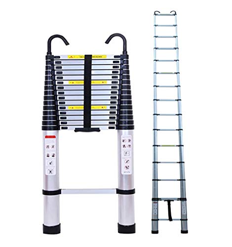 Teleskopleiter 6,2m mit Dachhaken-Kit Aluminium Klappbare Leiter Dachleiter mit Dachhaken 600cm Telescoping Attic Ladder EN 131 Zertifikat (16.3kg), 15 Stufen, Belastung 150kg/330lbs von AUTOFU