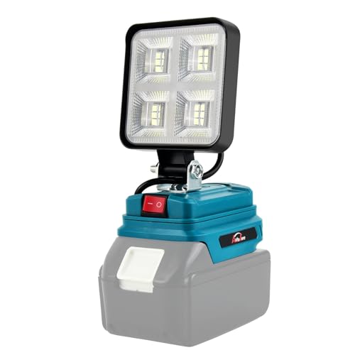 AUTOJARE 3 zoll Akku Lampe Für Makita 18v 40W Kabellose Flutlichter Lampe mit 2 USB-Aufladung Tragbares Led Arbeitsleuchte für Autoreparatur, Heimbeleuchtung, Camping, Angeln (kein Akku) von AUTOJARE