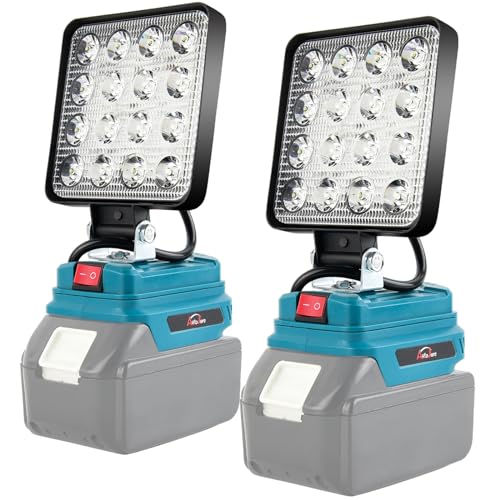 AUTOJARE 4 zoll Akku Lampe für Makita 18V 48W Kabellose Led Arbeitsleuchte 3200LM Tragbares Baustellen Lampe für Autoreparatur, Heimbeleuchtung, Camping, Angeln (2 Stück, kein Akku) von AUTOJARE