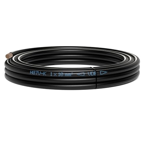 10 Meter H07V-K 10 mm² Aderleitung Schwarz - Flexible Verdrahtungsleitung PVC-Einzelader Litze für Zählerschrank und Verteilung von AUTOLIGHT 24