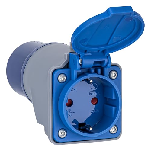 CEE auf Schuko Adapter Kupplung 16A 230V | CEE Stecker 3-polig auf Schuko Steckdose | Camping Adapter IP44 spritzwassergeschützt | Wohnmobil, Boot, Werkstatt, Outdoor von AUTOLIGHT 24