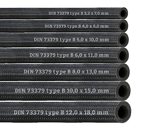 Schlauch Benzinschlauch Ölschlauch Kraftstoffschlauch Dieselschlauch Kraftstoffleitung Wasserleitung NBR DIN 73379-B mit Textilumflechtung Meterware (Innen Ø: 3,2 mm/Außen Ø: 7,0 mm) von AUTOLIGHT 24