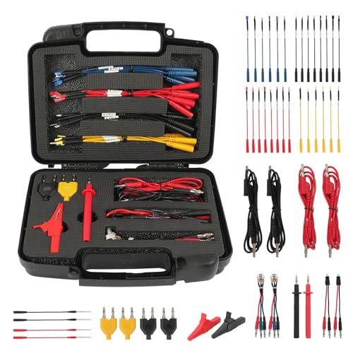 AUTOOL 48-teiliges Silikon-Multimeter-Messleitungsset mit austauschbaren Drahtdurchstichsonden, Krokodilklemmen, 32 A/1000 V-Messhaken, Bananensteckern, Jumpern und Testpinzette von AUTOOL
