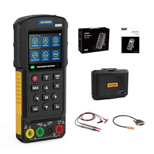 AUTOOL DM301 Digital Multimeter Tester, DC AC Voltmeter, Ohm Volt Amp genau misst Spannung Strom Widerstand Dioden Kontinuität Oszilloskop Zündimpuls Signal Temperatur von AUTOOL