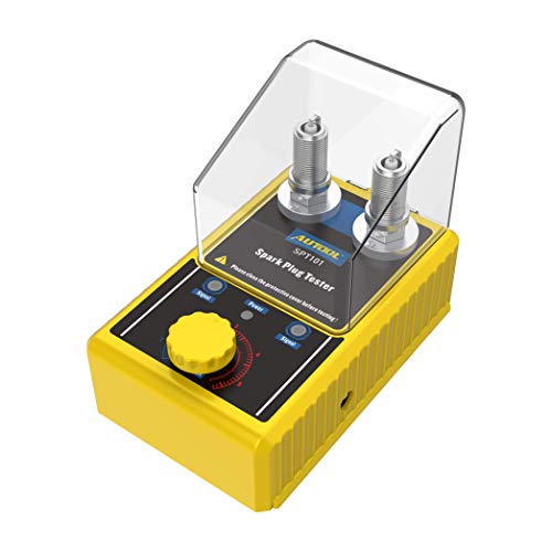 AUTOOL SPT101 Auto Zündkerzen Tester, Kfz Motor Zündkerzenprüfgerät mit Schutzhülle Zündkerze 0 bis 6000rpm mit Doppelloch 12MM Zündkerzenbuchse von AUTOOL