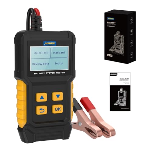 Autobatterietester 12 V Batterie-Ladetester AUTOOL BT360 6 V-30 V DC Ladekurbeltest 100-2400 CCA Automotive Lichtmaschine Tester Digital Auto Batterie Analyzer für Fahrzeug LKW Motorrad SUV Boot von AUTOOL