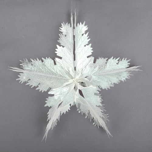 Hängeleuchte, dehnbar, Schneeflocke, PVC, Durchmesser 54 cm, Weiß schillernd von AUTOUR DE MINUIT