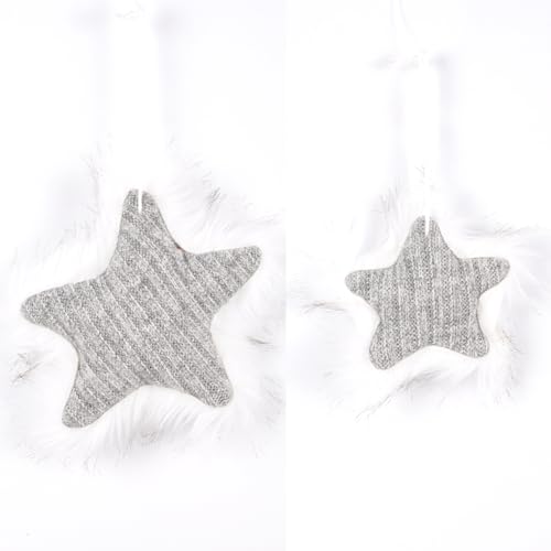 Set mit 2 Hängeleuchten Stern Pelz 10/15 cm weiß/grau von AUTOUR DE MINUIT