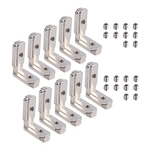 AUTOUTLET 10x T Slot T-Nut Innenwinkel, Aluminium Profil 3030 Nut 8 M6 Außenwinkel Zinklegierung Klammern 90° L-Form Inneneckverbinder Innenverbindung Winkelwinkel Eckverbinder mit Schrauben von AUTOUTLET