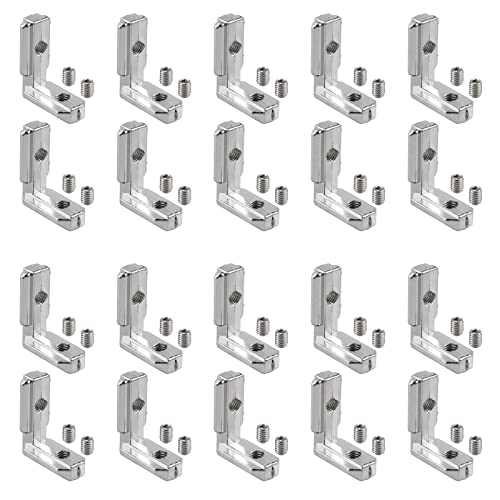 AUTOUTLET 20x T Slot T-Nut Innenwinkel, Aluminium Profil 3030 Nut 8 M6 Außenwinkel Zinklegierung Klammern 90° L-Form Inneneckverbinder Innenverbindung Winkelwinkel Eckverbinder mit Schrauben von AUTOUTLET
