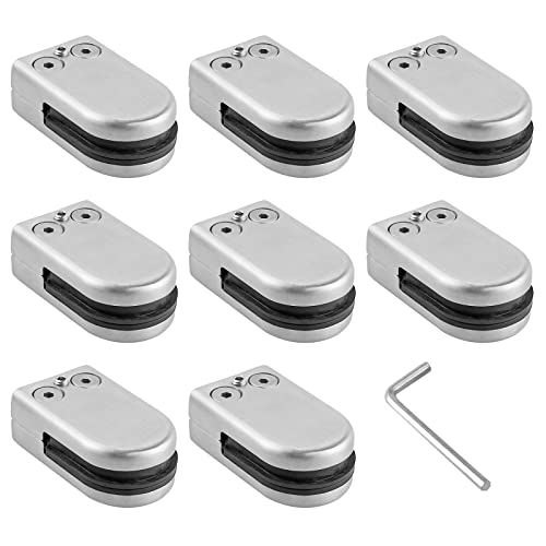 AUTOUTLET 8X Glashalter Set, Edelstahl Klemmhalter Glasclip Runder BodenGlasklemme 6/7/8mm, Verstellbare Glashalterung Flach Anschluss Klemmhalter Geländer für Balustrade, Handlauf, Poolzaun von AUTOUTLET