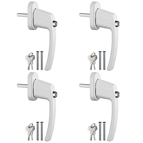 AUTOUTLET Abschließbare Fenstergriffe, 4PCS Aluminium Sicherheitsfenstergriff Fensterschloss Kindersicherung mit Druckknopf & Schloss in Stiftlänge 35mm, Fenster Windows Türgriffe Balkontürgriff(Weiß) von AUTOUTLET