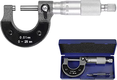 AUTOUTLET Bügelmessschraube 0-25 mm, Mikrometerschraube Bügelmessschrauben Messschraube 0,01mm Auflösung, Metrischer externer Mikrometer Messschieber von AUTOUTLET